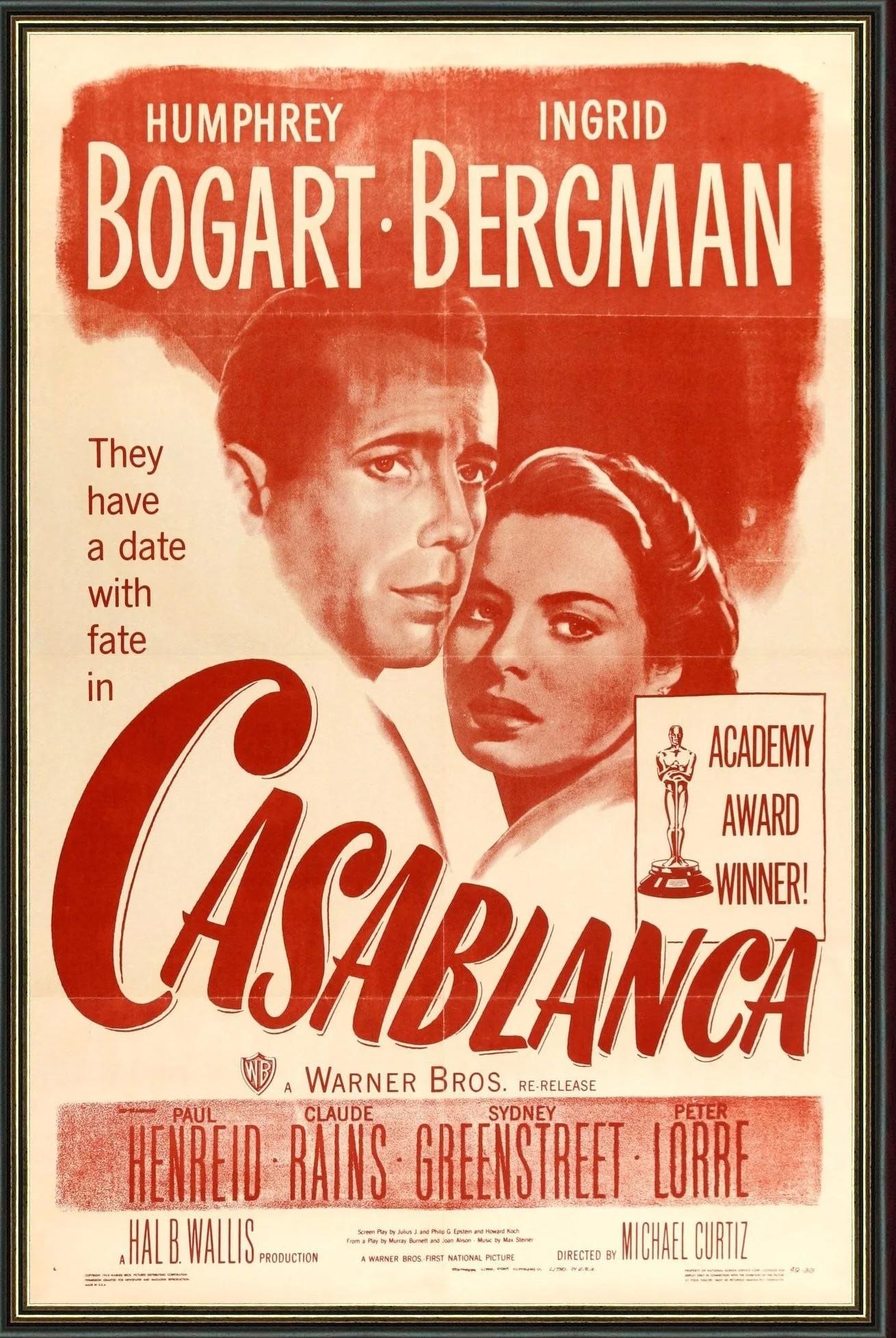 Casablancha med Humphrey Bogart och Ingrid Bergman